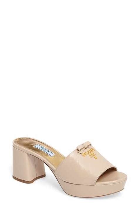 prada logo block heel mule|women's Prada mules.